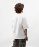 Тениска за момче с принт оверсайз бяла Gulliver