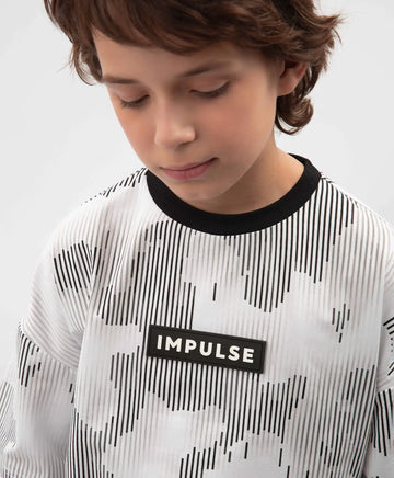 Тениска за момче с принт оверсайз бяла Gulliver