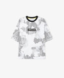 Тениска за момче с принт оверсайз бяла Gulliver