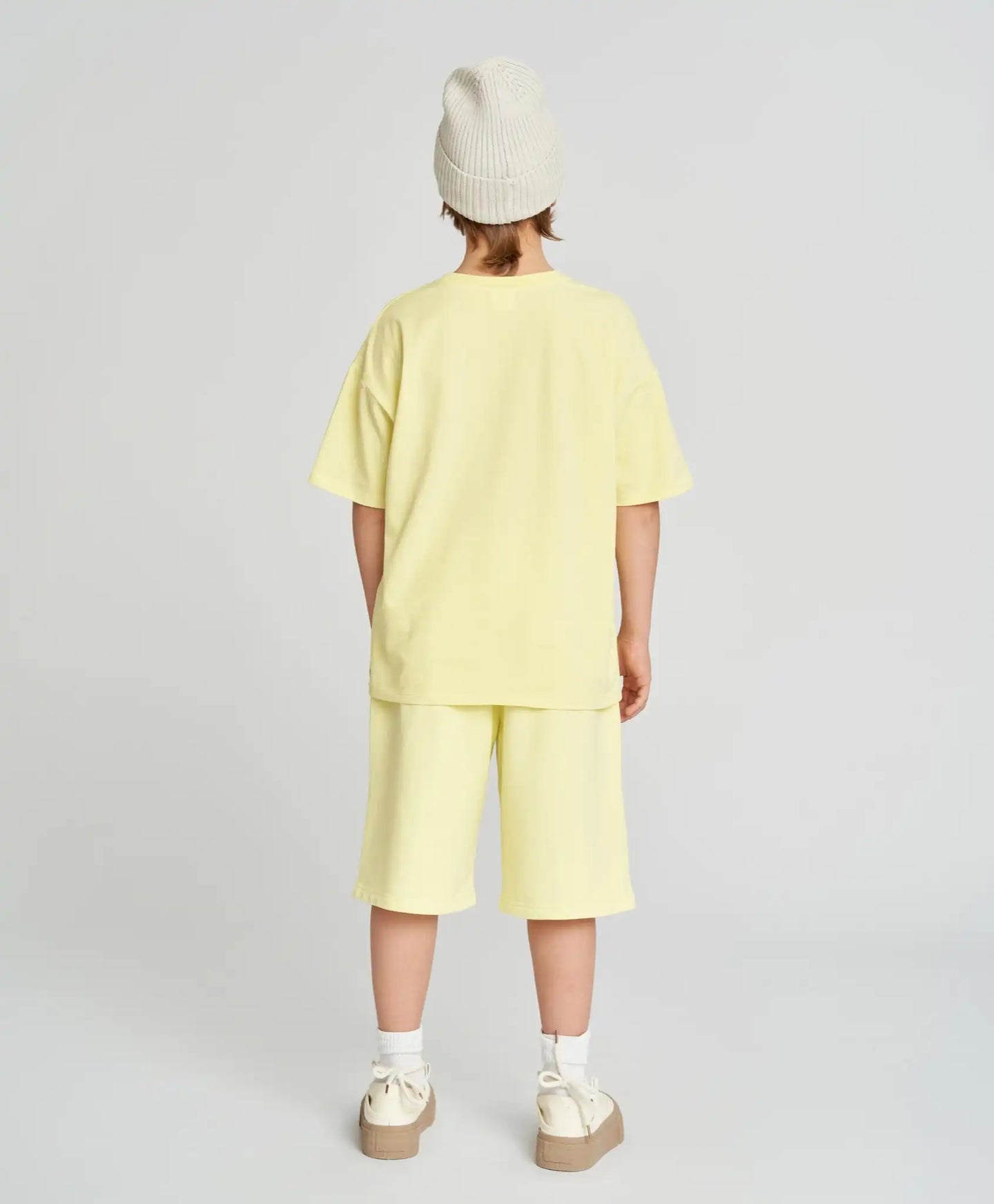 Базова тениска с къс ръкав детска жълта Button Blue