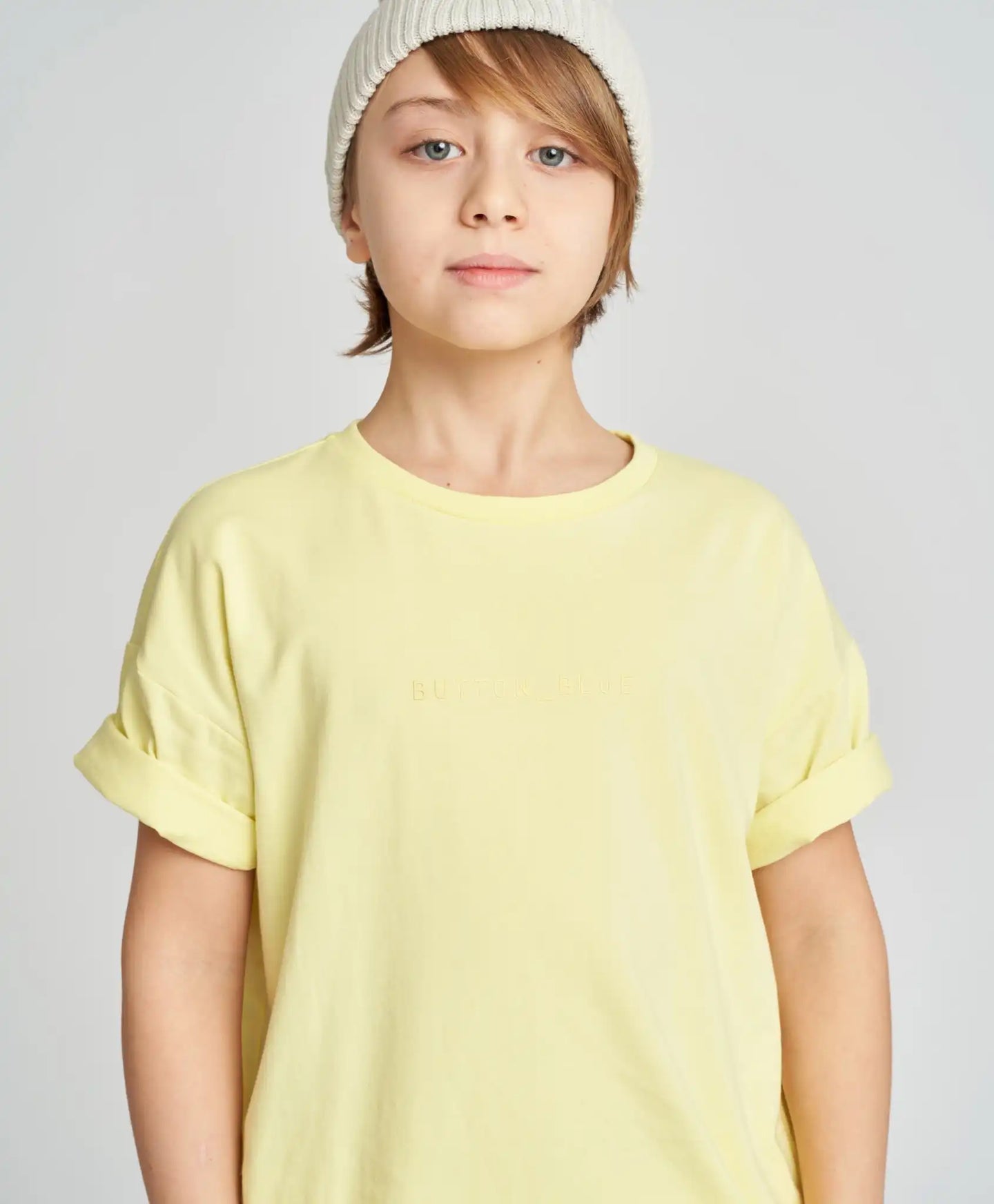 Базова тениска с къс ръкав детска жълта Button Blue