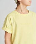 Базова тениска с къс ръкав детска жълта Button Blue