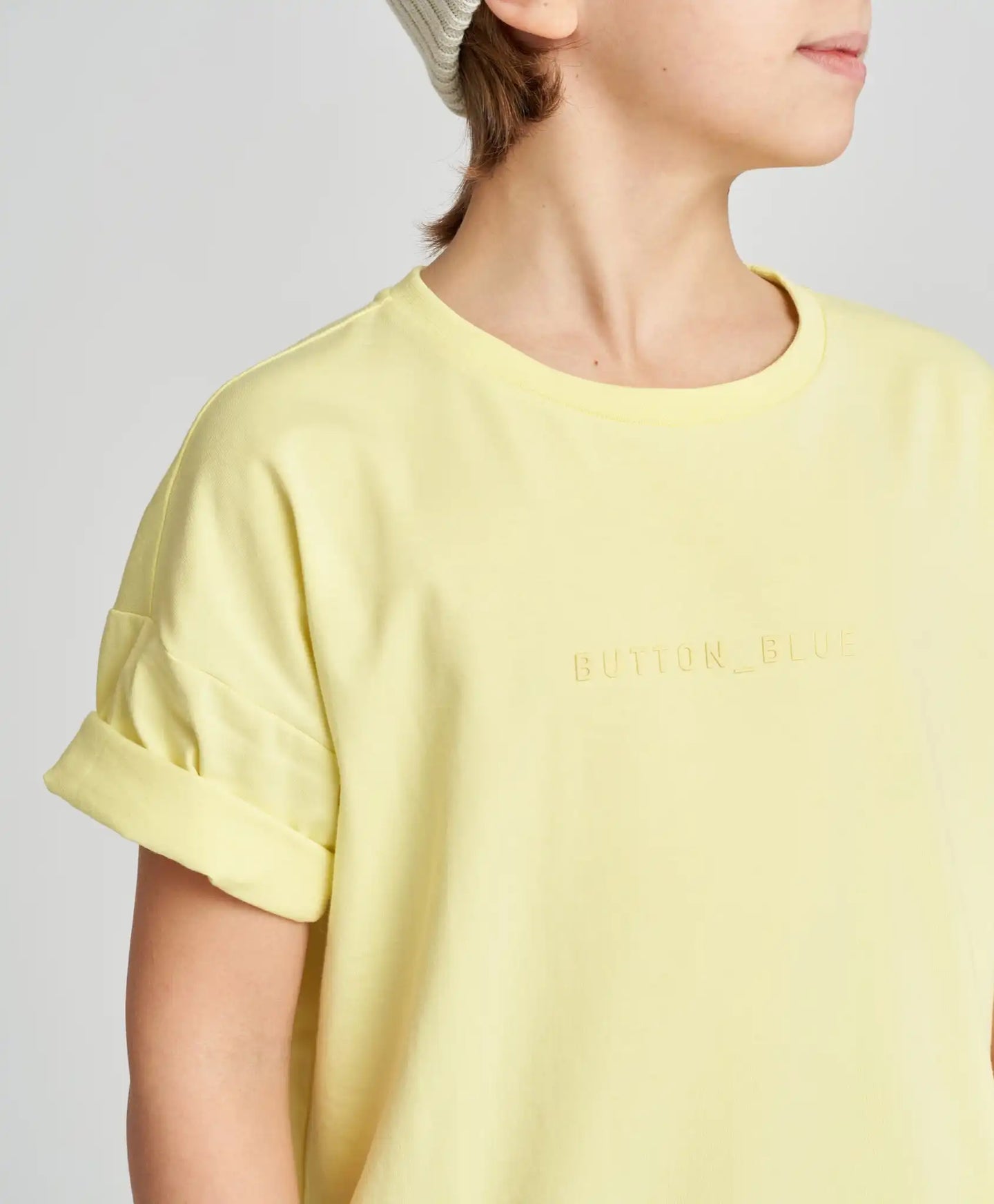 Базова тениска с къс ръкав детска жълта Button Blue