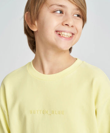 Базов суитшърт детски жълт Button Blue