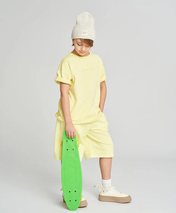 Базови детски прави шорти с ластичен колан жълти Button Blue