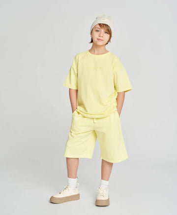Базови детски прави шорти с ластичен колан жълти Button Blue