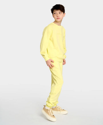 Базови детски джогъри жълти с ластичен колан Button Blue