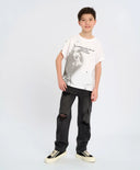 Тениска с къс ръкав за момче бяла с принт Button Blue