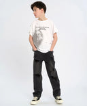 Тениска с къс ръкав за момче бяла с принт Button Blue