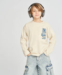 Лонгслив за момче млечнобял с принт Button Blue