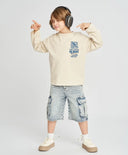 Лонгслив за момче млечнобял с принт Button Blue