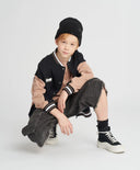 Бомбър детски оверсайз с принт черен Button Blue