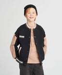 Бомбър детски оверсайз с принт черен Button Blue