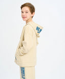 Зип худи с цип, качулка и принт млечнобяло детско Button Blue