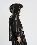 Детско худи черно оверсайз с качулка и тай-дай ефект Button Blue