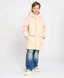 Детска парка междинен сезон с качулка млечнобяла Button Blue