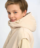 Детски утеплен елек с качулка млечнобял Button Blue