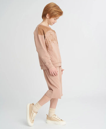 Удължени детски шорти с ластичен колан бежови Button Blue