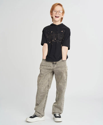 Детски прави дънки сиви Button Blue