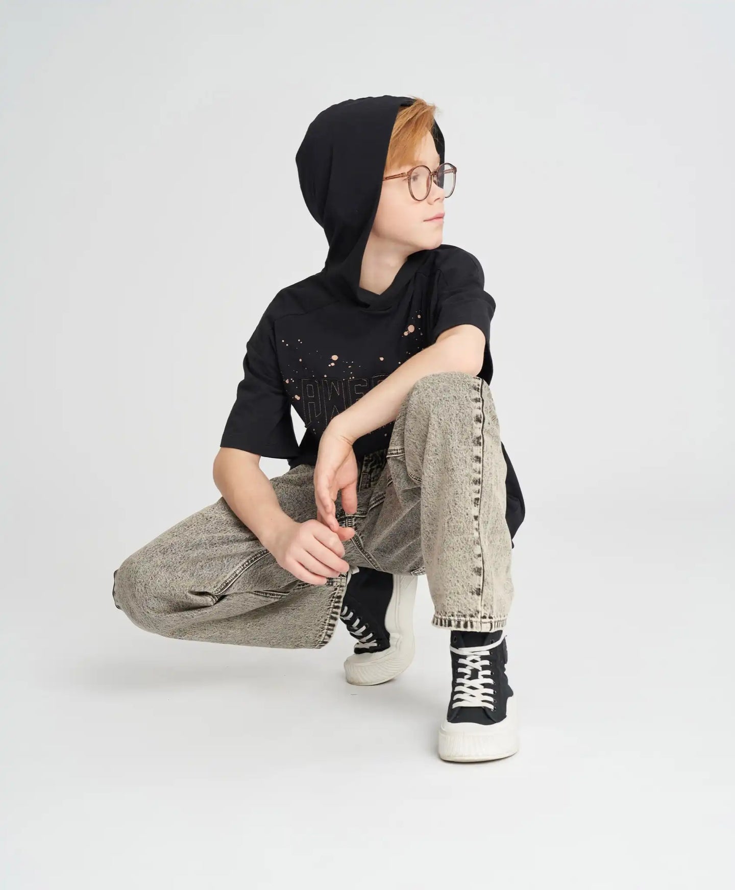 Детски прави дънки сиви Button Blue