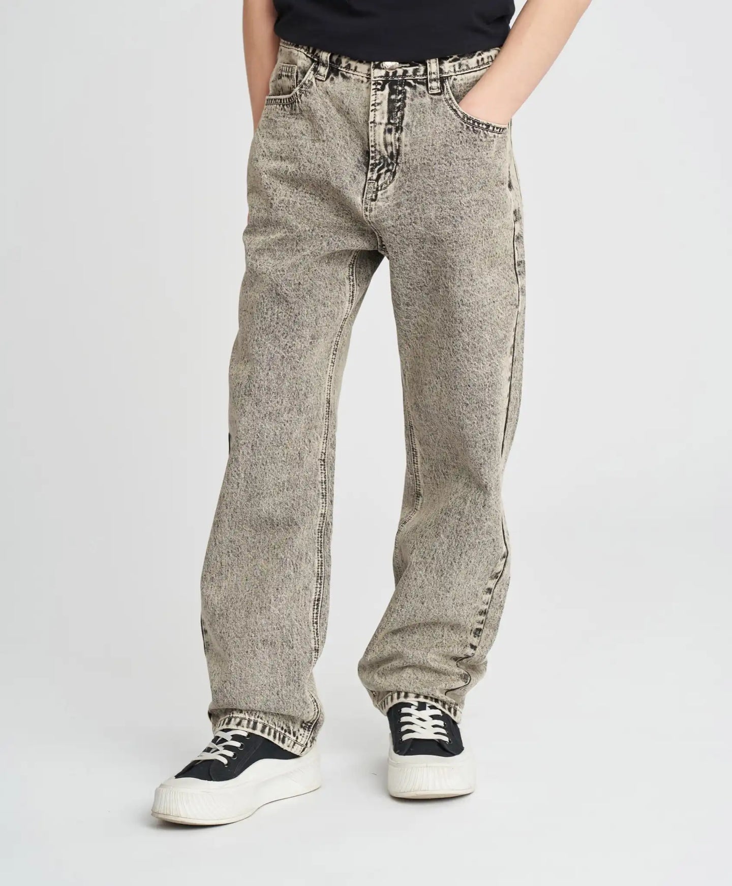 Детски прави дънки сиви Button Blue