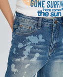 Детски прави мом дънки сини с протривания Button Blue