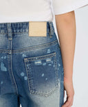 Детски прави мом дънки сини с протривания Button Blue