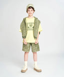 Тениска с къс ръкав за момче оверсайз жълта с принт Button Blue