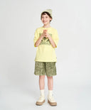 Тениска с къс ръкав за момче оверсайз жълта с принт Button Blue