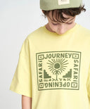 Тениска с къс ръкав за момче оверсайз жълта с принт Button Blue