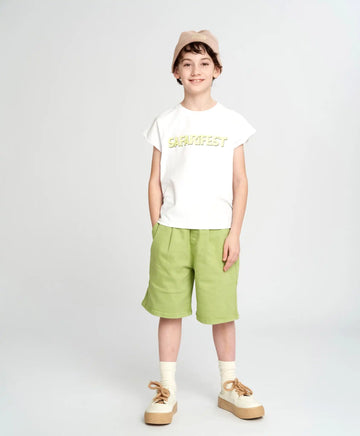 Шорти за момче зелени под коляното с ластичен колан Button Blue