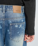 Детски прави дънки сини с протривания Button Blue