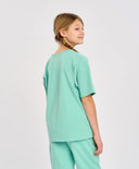 Базова детска тениска с къс ръкав зелена Button Blue