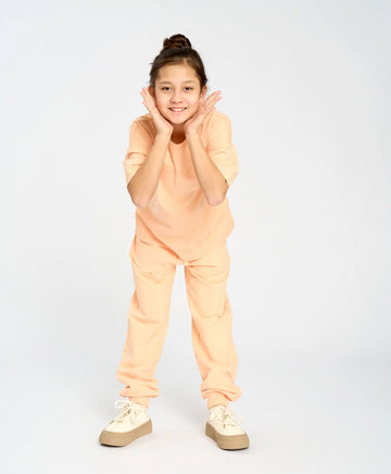 Базова детска тениска с къс ръкав оранжева Button Blue