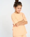 Базова детска тениска с къс ръкав оранжева Button Blue