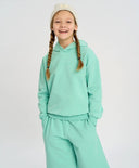 Базово детско худи с качулка зелено утеплено Button Blue