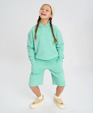 Базови детски прави шорти с ластичен колан зелени Button Blue