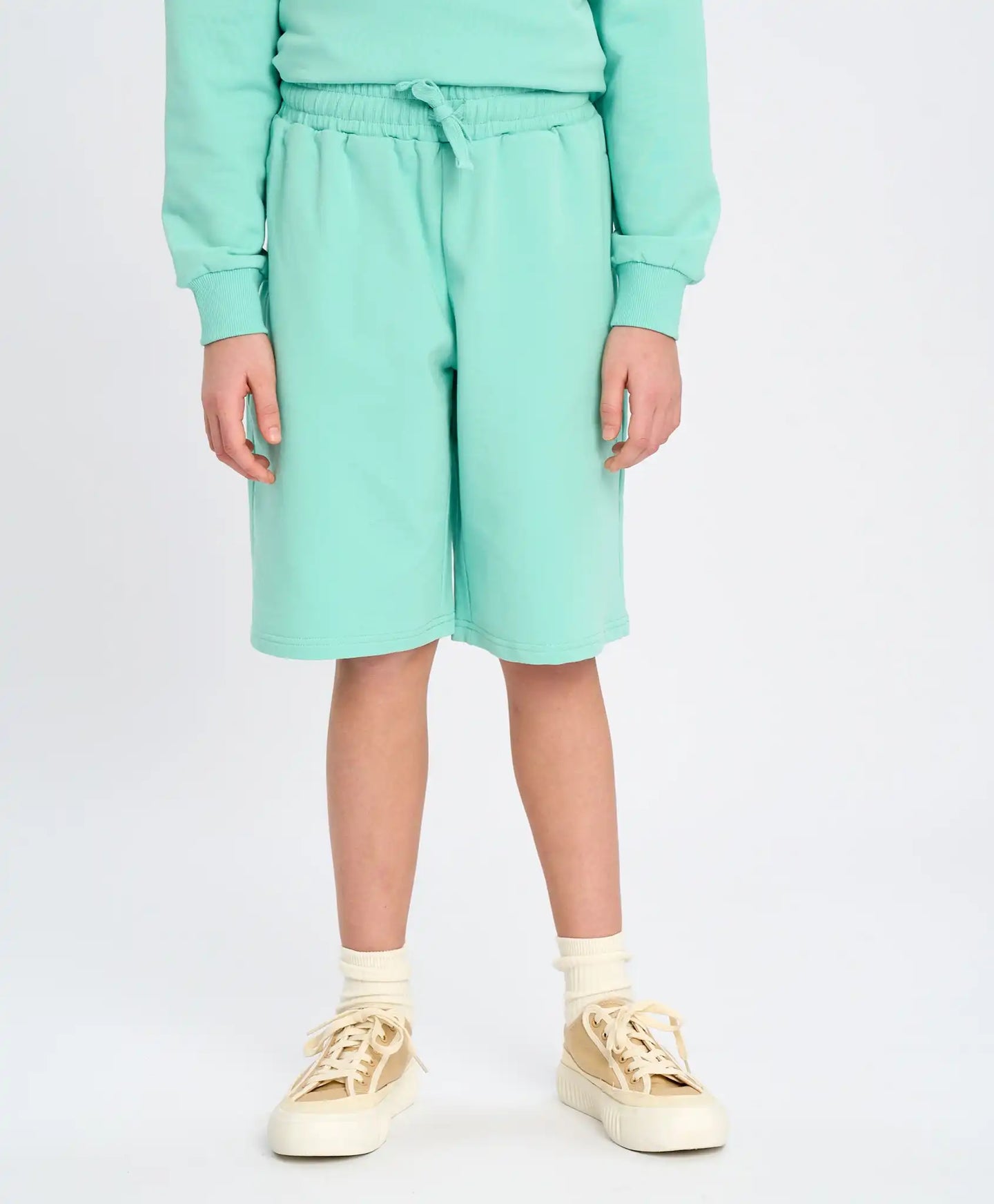 Базови детски прави шорти с ластичен колан зелени Button Blue