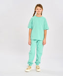 Базови детски утеплени джогъри с ластичен колан зелени Button Blue