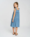 Сарафан с връзващи се презрамки за момиче син Button Blue