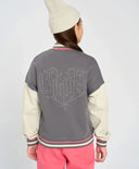 Бомбър оверсайз с копчета за момиче с апликация мултиколор Button Blue