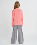 Джемпър за момиче коралов с рван ефект оверсайз Button Blue