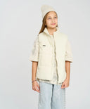 Елек за момиче утеплен бял капитониран Button Blue