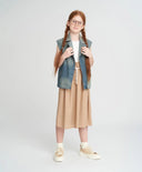 Дънков елек с цип за момиче със синя роза Button Blue