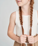 Сарафан потник с ленена пола за момиче мултиколор Button Blue