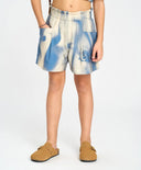 Разкроени принтирани шорти за момиче с ластичен колан мултиколор Button Blue