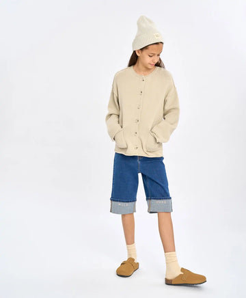 Дънкови шорти до коляното за момиче сини с принт Button Blue