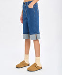 Дънкови шорти до коляното за момиче сини с принт Button Blue