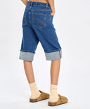 Дънкови шорти до коляното за момиче сини с принт Button Blue