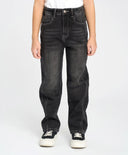 Скини дънки за момиче сиви с коси странични шевове Button Blue